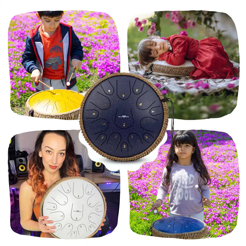 14 Inches 15 Tones - Balmy Handcrafted Tongue Drum for Therapeutic Sound Healing: Perfect for Kids & Adults