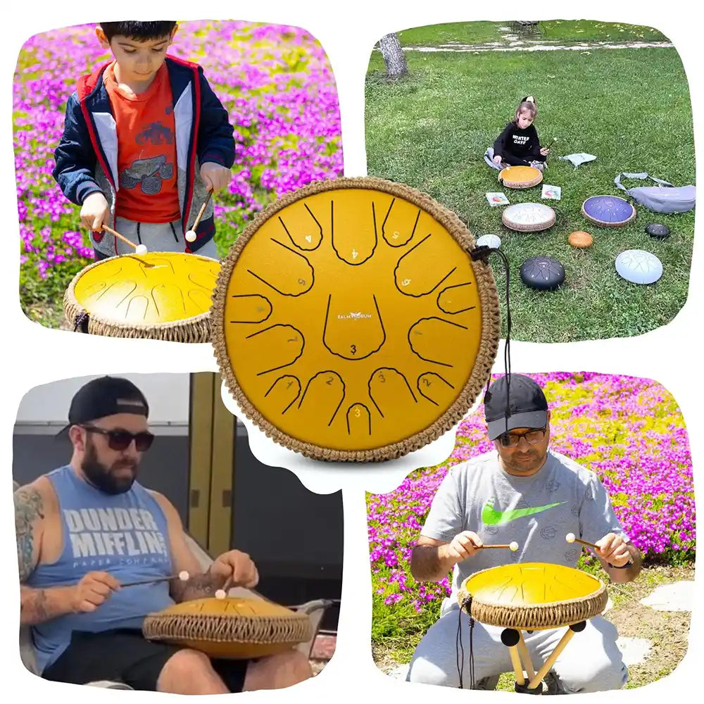 14 Inches 15 Tones - Balmy Handcrafted Tongue Drum for Therapeutic Sound Healing: Perfect for Kids & Adults